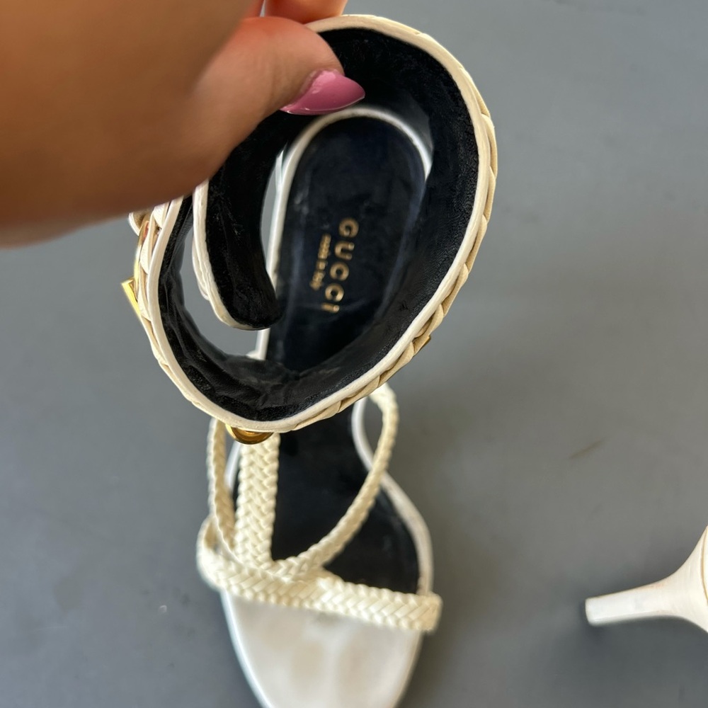 Gucci Ursla white/ivory sandal heels size 36.5 - Picture 6 of 11